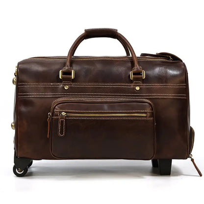 Leather Business Travel Large Capacity rolling Duffel Bag