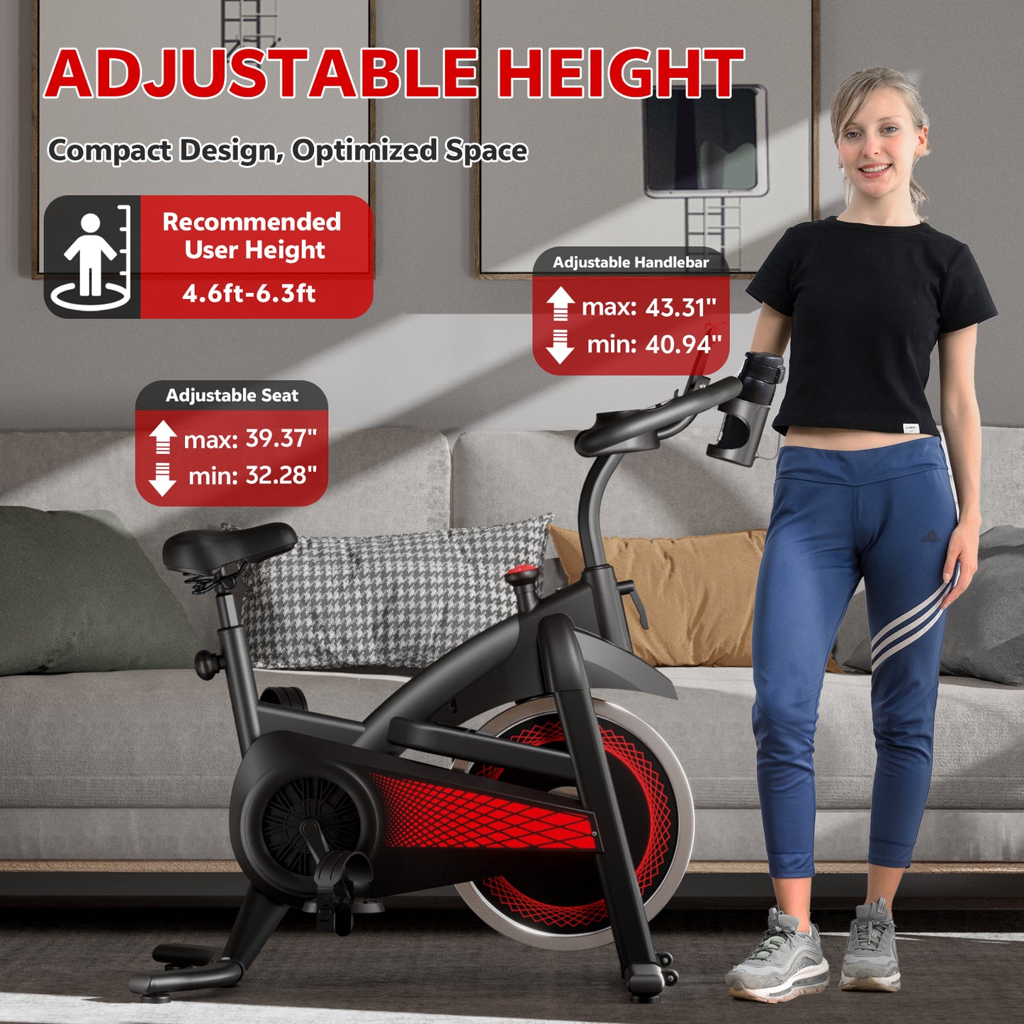 Magnetic Stationary Exercise Bike – 330lbs Weight Capacity Indoor Cycling Bike with Silent Belt Drive, Adjustable Seat & Tablet Holder for Home Cardio
