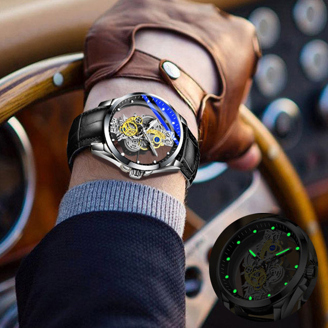 Men Watch Skeleton Automatic Quartz Watch Gold Skeleton Vintage Top Brand Luxury - CJ