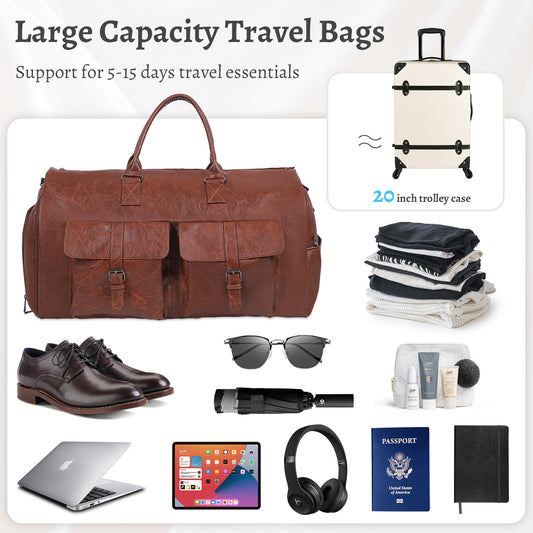 Men's Leather Suit Duffel Travel  Bag