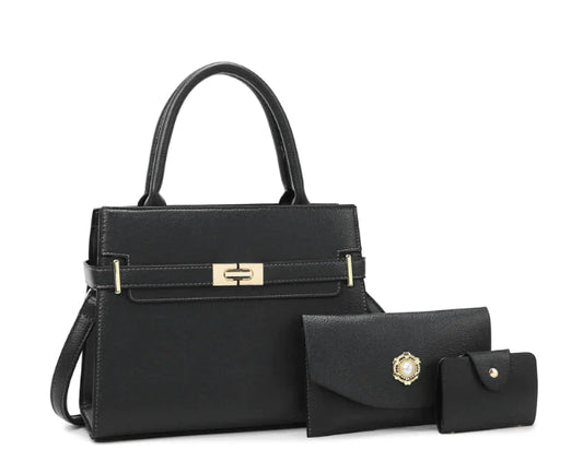 3-Piece Women's Leather Handbag Set