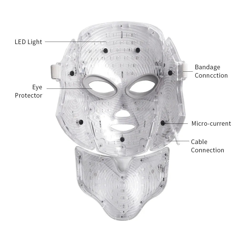 LumiDerma™ LED Face + Neck Mask - 7-Color Light Therapy & Microcurrent