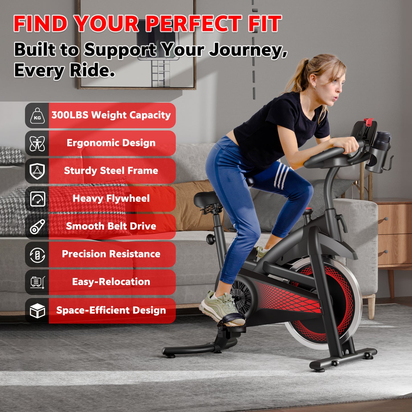 Magnetic Stationary Exercise Bike – 330lbs Weight Capacity Indoor Cycling Bike with Silent Belt Drive, Adjustable Seat & Tablet Holder for Home Cardio