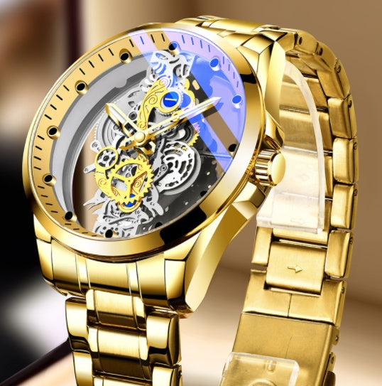 Men Watch Skeleton Automatic Quartz Watch Gold Skeleton Vintage Top Brand Luxury - CJ