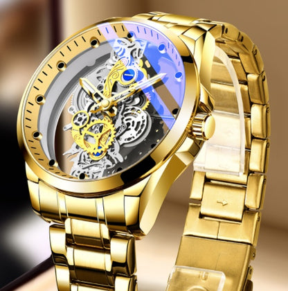 Men Watch Skeleton Automatic Quartz Watch Gold Skeleton Vintage Top Brand Luxury - CJ