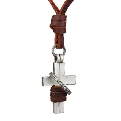 Leather Cross Necklace