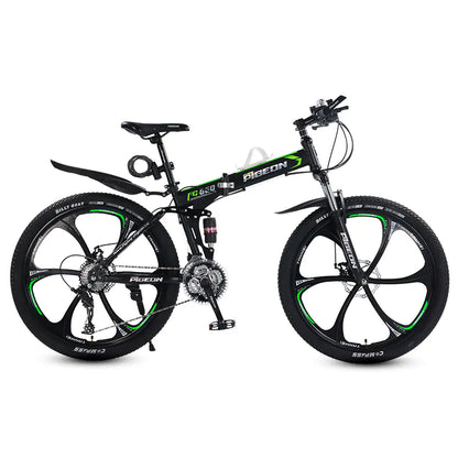 Folding Mountain Bike Foldable/Unfoldable Bike 26 Inch for Adult, 21-Speed Dual Suspension High-Carbon Steel MTB Foldable Bicycle, Dual Disc Brake Folding Bikes for Men Women