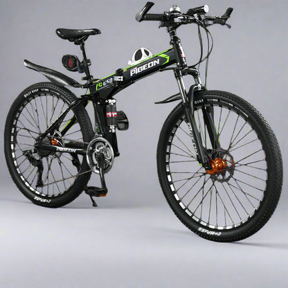 Folding Mountain Bike Foldable/Unfoldable Bike 26 Inch for Adult, 21-Speed Dual Suspension High-Carbon Steel MTB Foldable Bicycle, Dual Disc Brake Folding Bikes for Men Women