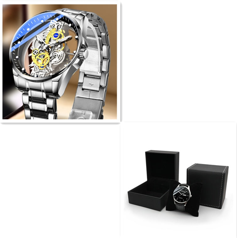 Men Watch Skeleton Automatic Quartz Watch Gold Skeleton Vintage Top Brand Luxury - CJ