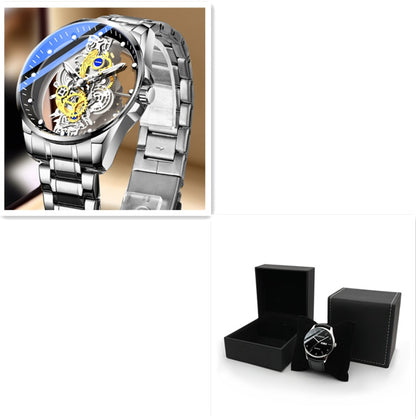 Men Watch Skeleton Automatic Quartz Watch Gold Skeleton Vintage Top Brand Luxury - CJ