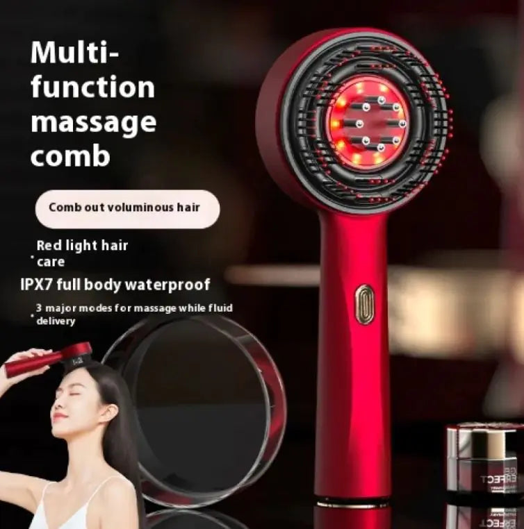 Electric Massage Comb Home Scalp Drain Comb Red Light Anti-slip Hair Care Multi-functional Massage Comb-zd