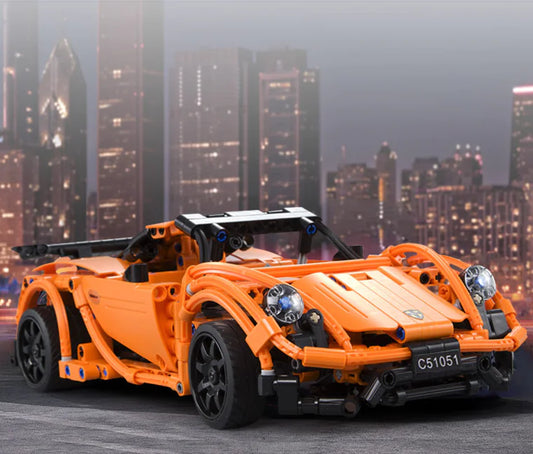 Remote Control Orange Race Car Building Blocks