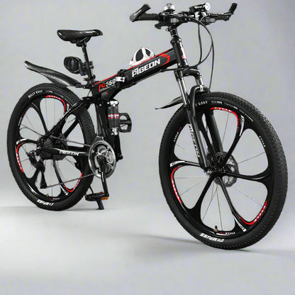 Folding Mountain Bike Foldable/Unfoldable Bike 26 Inch for Adult, 21-Speed Dual Suspension High-Carbon Steel MTB Foldable Bicycle, Dual Disc Brake Folding Bikes for Men Women