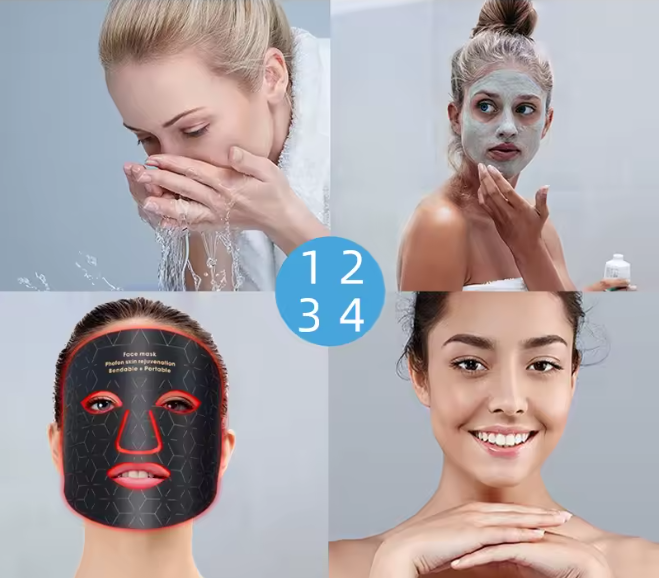Photon Rejuvenation 4 Colors Led Red Light Therapy Infrared Face Mask with Neck Soft Mask Led Therapy Rejuvenation Anti-Aging Wrinkle Acne