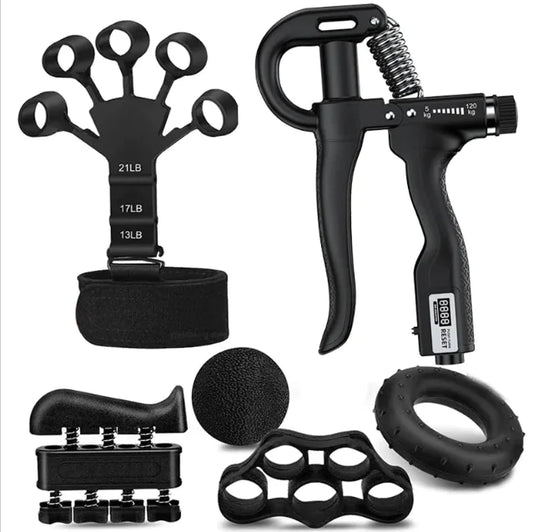 6pc Adjustable Hand Grip Strength Trainer Kit with Finger Exerciser