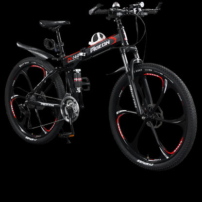 Folding Mountain Bike Foldable/Unfoldable Bike 26 Inch for Adult, 21-Speed Dual Suspension High-Carbon Steel MTB Foldable Bicycle, Dual Disc Brake Folding Bikes for Men Women