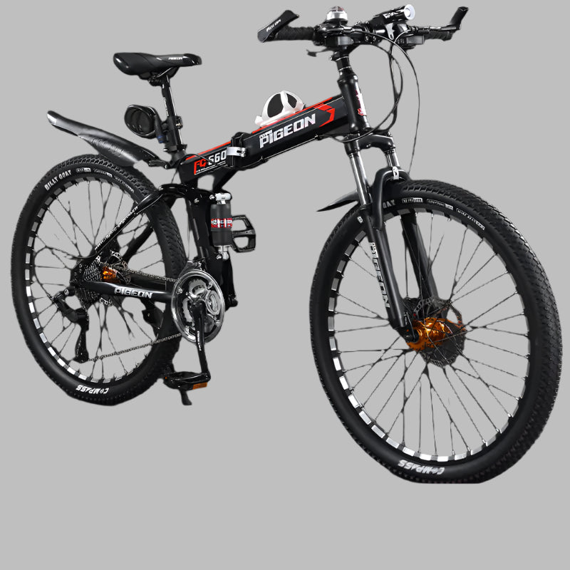 Folding Mountain Bike Foldable/Unfoldable Bike 26 Inch for Adult, 21-Speed Dual Suspension High-Carbon Steel MTB Foldable Bicycle, Dual Disc Brake Folding Bikes for Men Women