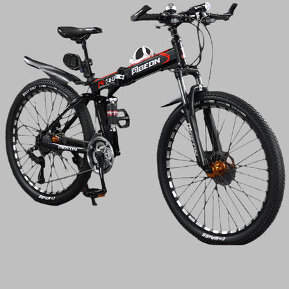 Folding Mountain Bike Foldable/Unfoldable Bike 26 Inch for Adult, 21-Speed Dual Suspension High-Carbon Steel MTB Foldable Bicycle, Dual Disc Brake Folding Bikes for Men Women