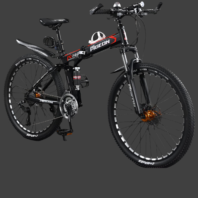 Folding Mountain Bike Foldable/Unfoldable Bike 26 Inch for Adult, 21-Speed Dual Suspension High-Carbon Steel MTB Foldable Bicycle, Dual Disc Brake Folding Bikes for Men Women