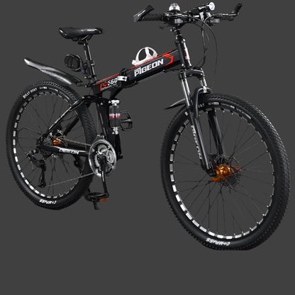 Folding Mountain Bike Foldable/Unfoldable Bike 26 Inch for Adult, 21-Speed Dual Suspension High-Carbon Steel MTB Foldable Bicycle, Dual Disc Brake Folding Bikes for Men Women