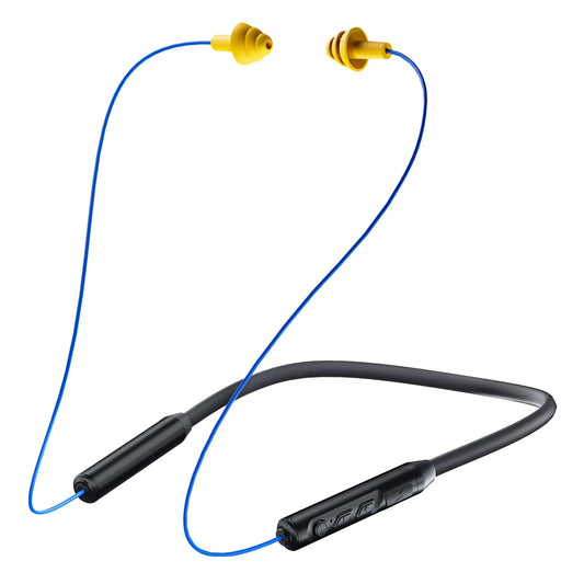 Bluetooth Earplug Headphones Neckband Wireless Earbuds earplugs-29db Noise Reduction isolating in-Ear earplug Earphones and ControlsIPX5 sweatproof19+Hour Battery(Blue)