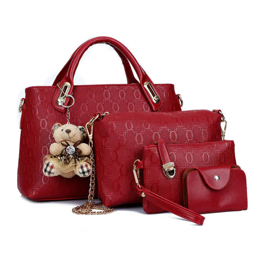 Elegant Teddy Bear Charm Handbag Set