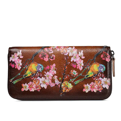 Retro Leather Ladies Wallet Long Zipper Phone Bag Clutch